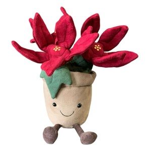 Jellycat Amuseables Poinsettia Plant PLUSH Red Petals Floral 10" Christmas